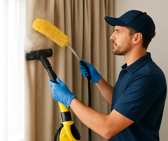 Trusted curtain steam cleaning technician Matty Curtain Cleaning woombye QLD