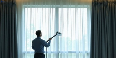 Commercial curtain steam cleaning service woombye hotels offices