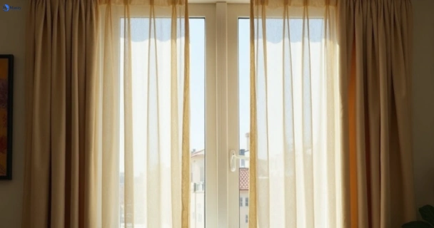 Dusty and dull curtains in woombye before steam cleaning